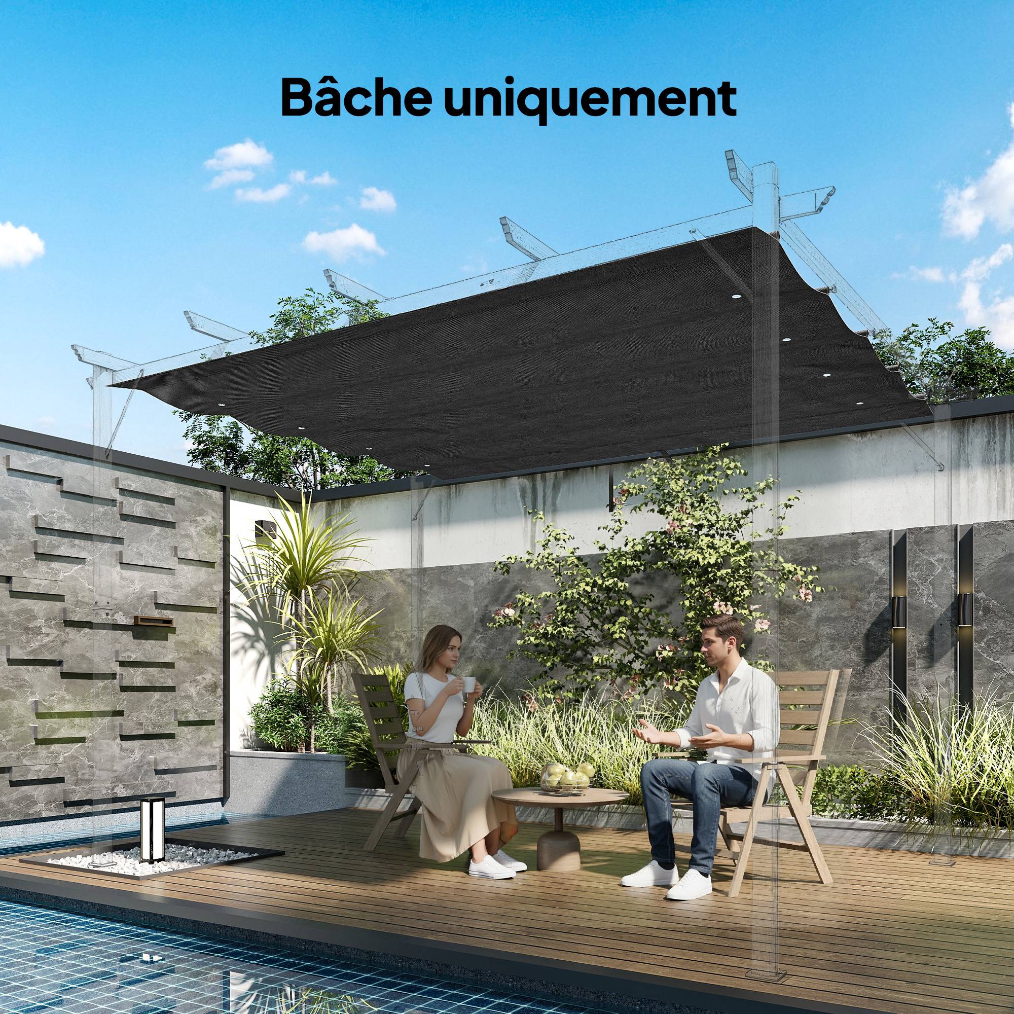 Toile de toit de rechange pour pergola toile de remplacement protection solaire Anti-UV 30+ pour pergola de 3 x 2 m - Image 4