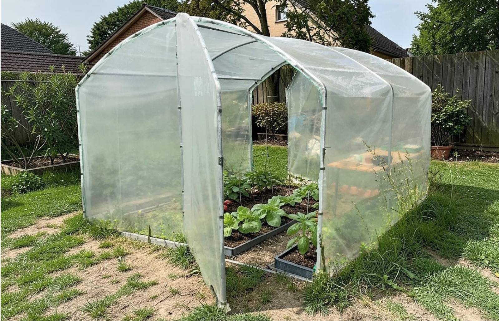 Serre tunnel de jardin - 9m² - 3 x 3 m - pieds droits - haute résistance à petit prix - LES SERRES TONNEAU - Image 1