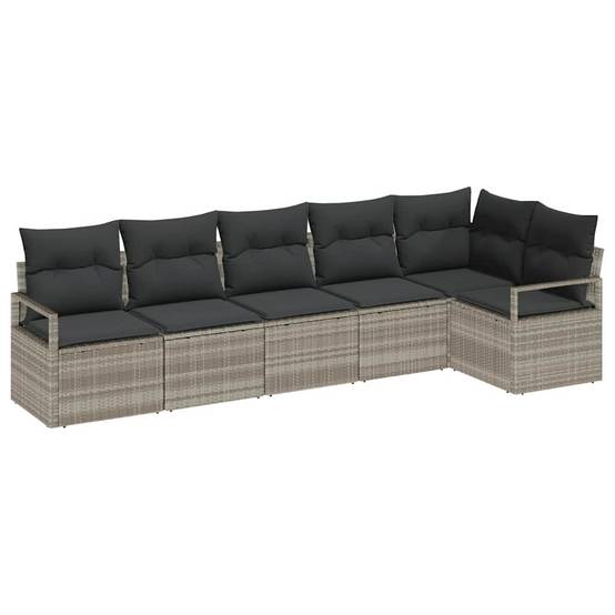 Salon de jardin 6 places en résine tressée modulable pour extérieur Gris Clair – ComfortXL Outdoor Living - Image 2