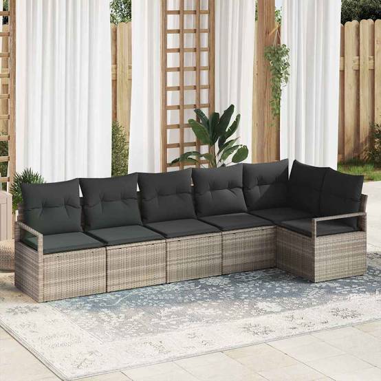 Salon de jardin 6 places en résine tressée modulable pour extérieur Gris Clair – ComfortXL Outdoor Living - Image 1