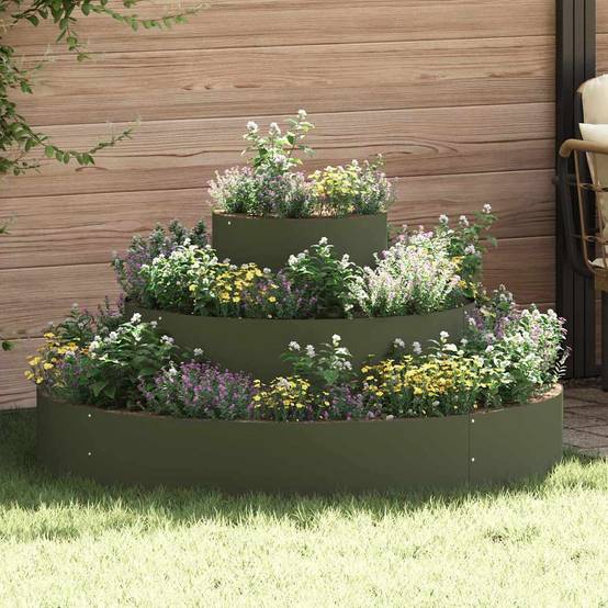 ComfortXL - Cache-pot carré en acier design moderne pour jardin et balcon Vert Olive – ComfortXL Outdoor Living - Image 1