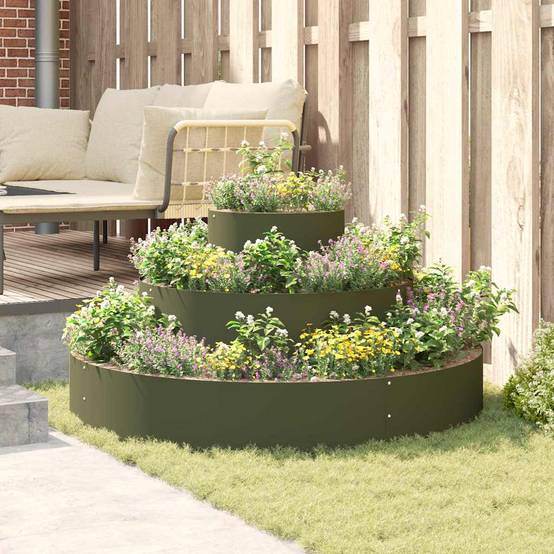 ComfortXL - Cache-pot carré en acier design moderne pour jardin et balcon Vert Olive – ComfortXL Outdoor Living - Image 4