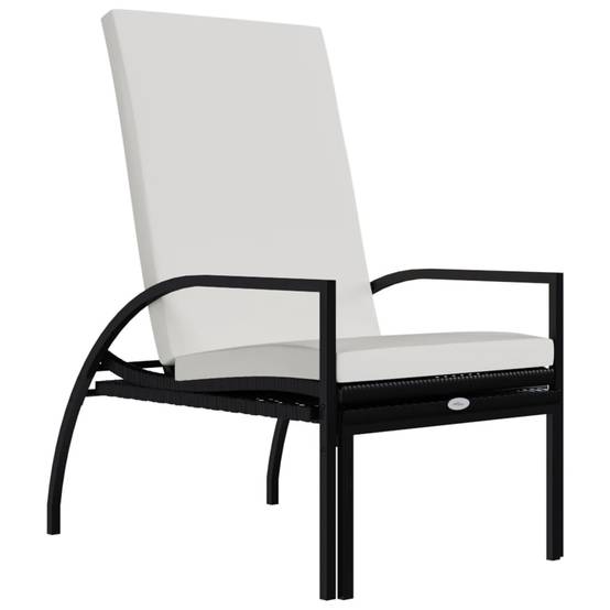 Chaises longues avec repose-pied résine tressée noir 195 x 60 x 55-102 cm - PANGIVO - Image 7