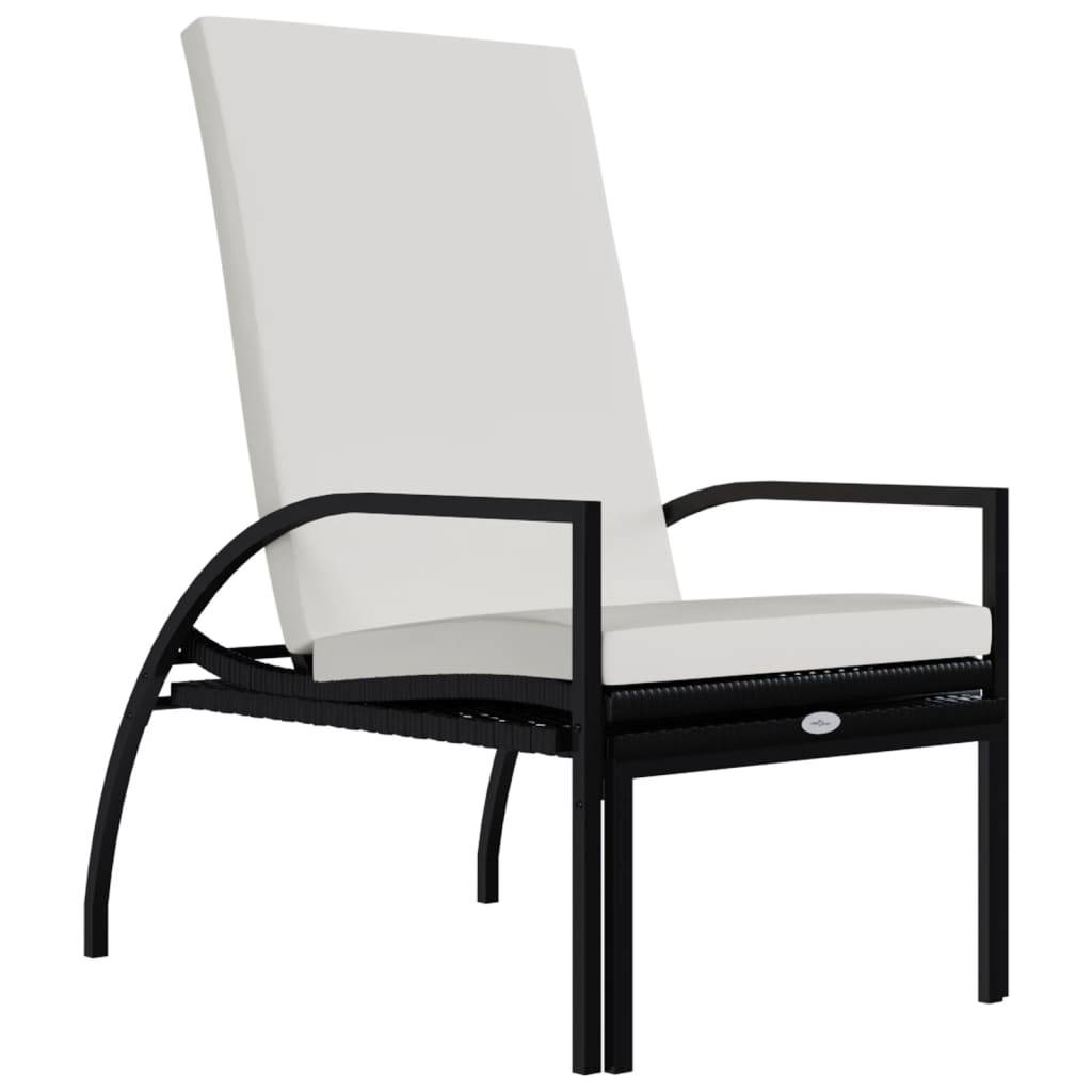 Chaises longues avec repose-pied résine tressée noir 195 x 60 x 55-102 cm - PANGIVO - Image 7