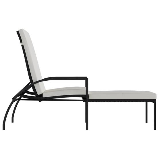 Chaises longues avec repose-pied résine tressée noir 195 x 60 x 55-102 cm - PANGIVO - Image 4