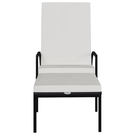 Chaises longues avec repose-pied résine tressée noir 195 x 60 x 55-102 cm - PANGIVO - Image 3