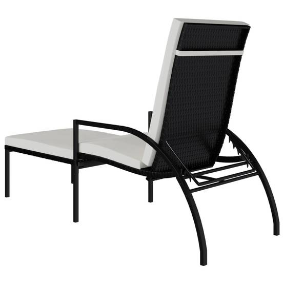 Chaises longues avec repose-pied résine tressée noir 195 x 60 x 55-102 cm - PANGIVO - Image 5