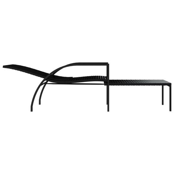 Chaises longues avec repose-pied résine tressée noir 195 x 60 x 55-102 cm - PANGIVO - Image 6
