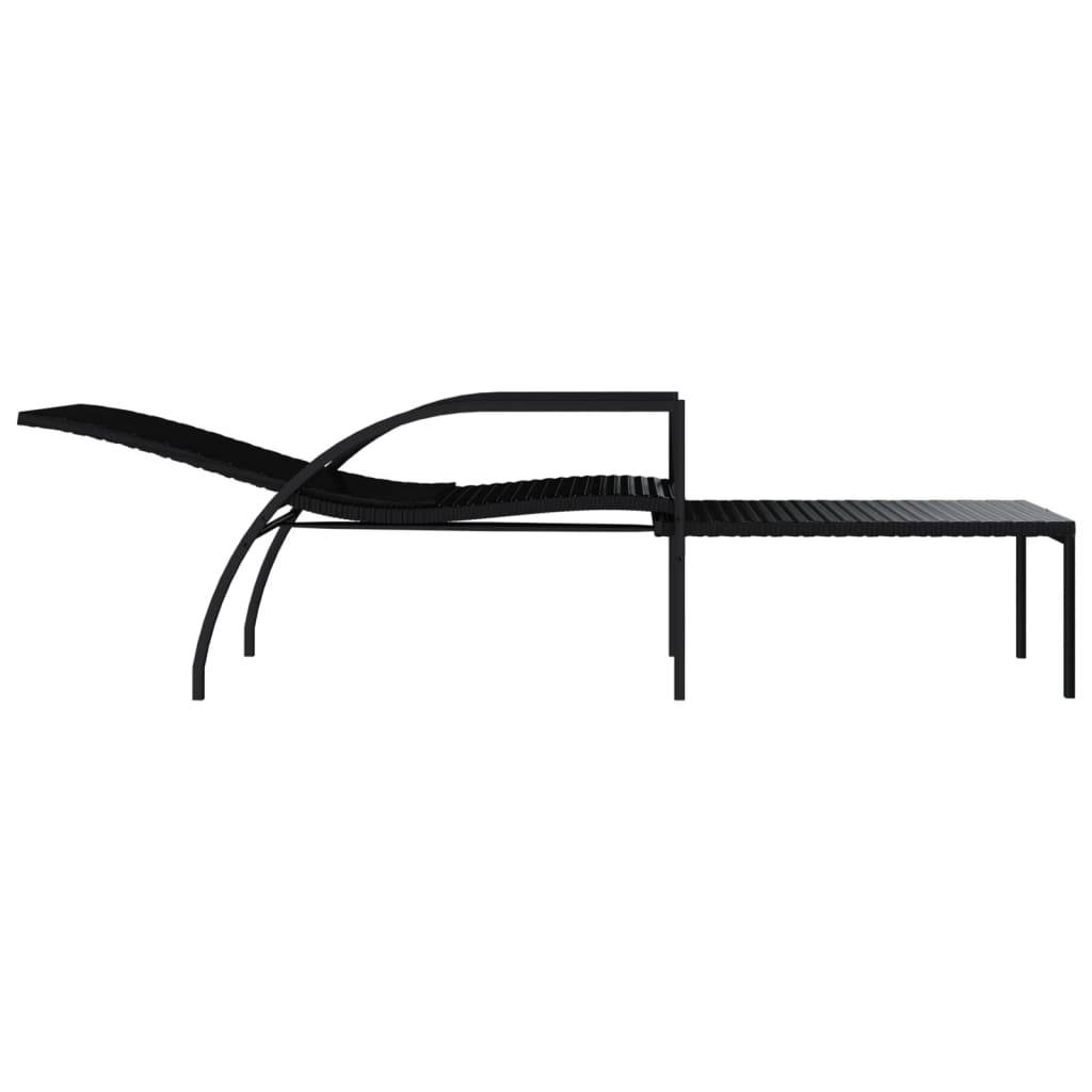 Chaises longues avec repose-pied résine tressée noir 195 x 60 x 55-102 cm - PANGIVO - Image 6