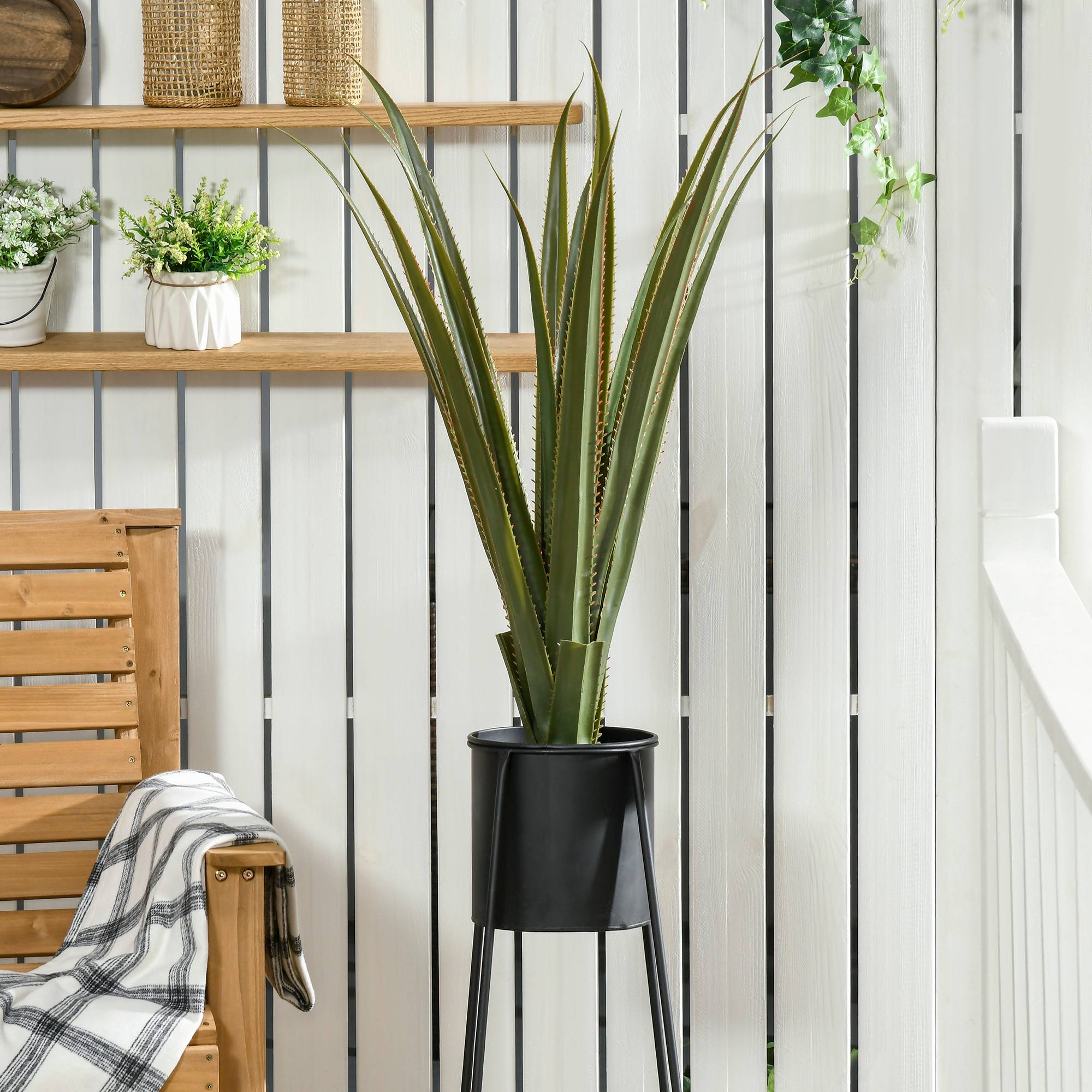 Sans Marque - Plante artificielle type agave en pot hauteur 90 cm, 16 feuilles, interieur extérieur, grand réalisme - Image 3