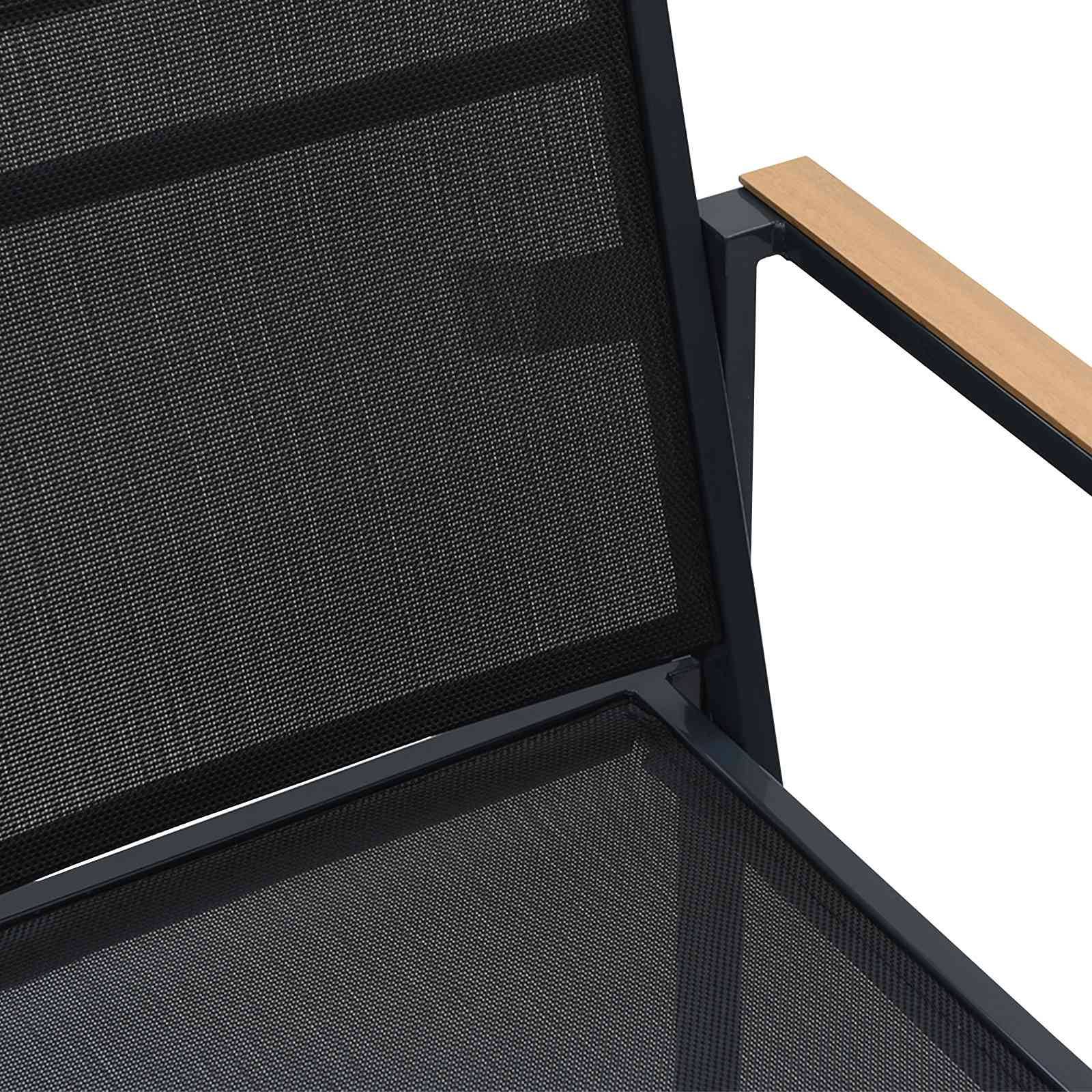 Chaises de jardin textilène noir et anthracite 53.5 x 59 x 77 cm, Poids:12.85kg - PANGIVO - Image 4