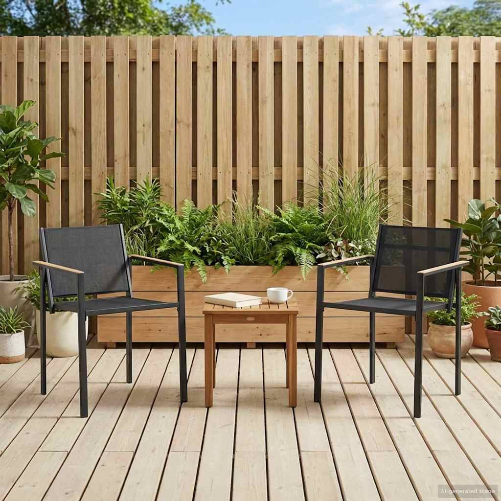 Chaises de jardin textilène noir et anthracite 53.5 x 59 x 77 cm, Poids:12.85kg - PANGIVO - Image 1