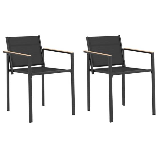 Chaises de jardin textilène noir et anthracite 53.5 x 59 x 77 cm, Poids:12.85kg - PANGIVO - Image 2