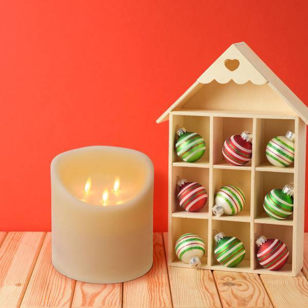 Lotti - Bougie 3 flammes LED en cire véritable Ivoire à piles H15cm Minuteur Blanc chaud Lotti - Image 9
