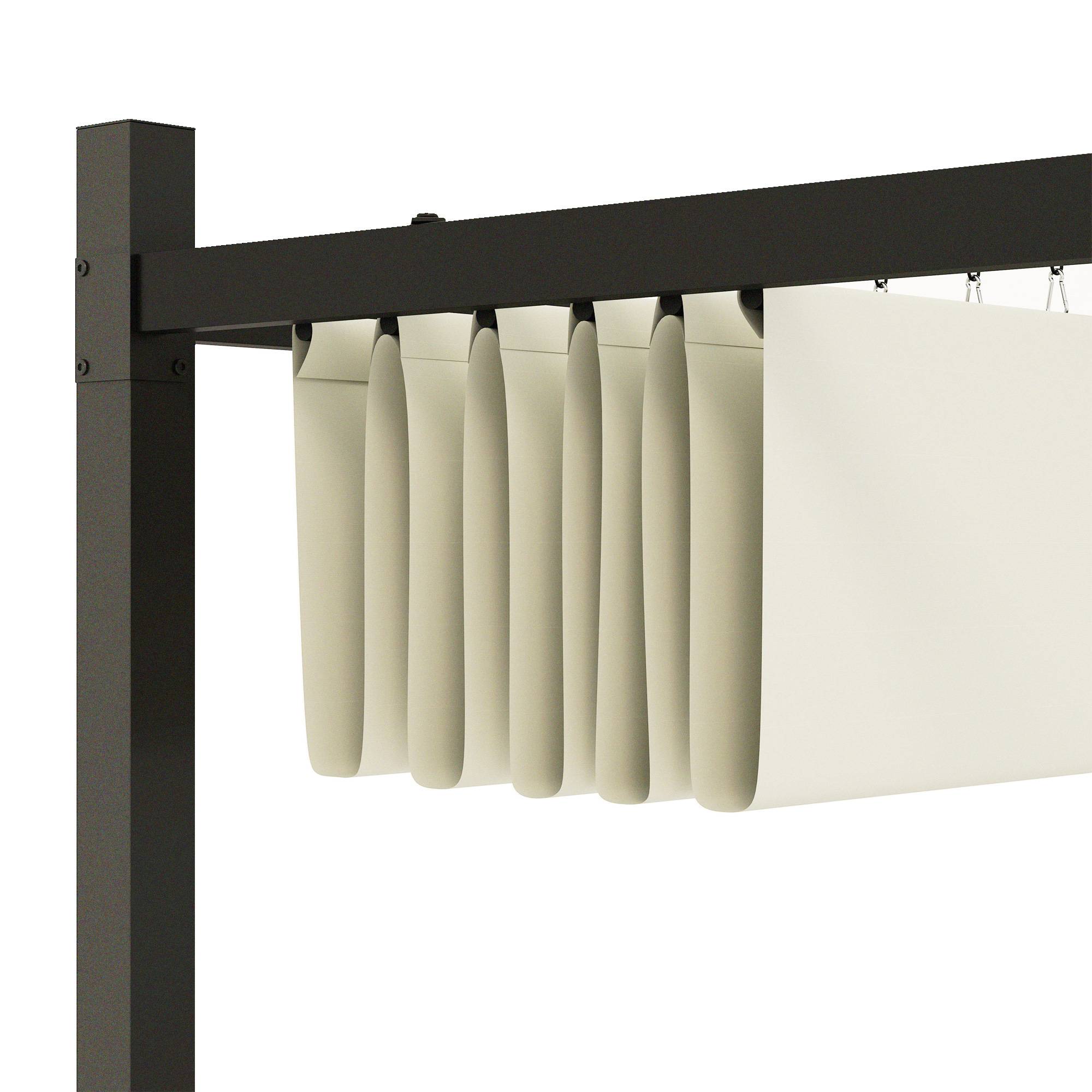 Outsunny - Pergola 3x3m Coulissante Rétractable Fixation Magnétique Tonnelle Abri Soleil UPF30+ Terrasse Patio Polyester 180g/m² Crème - Outsunny - Image 7