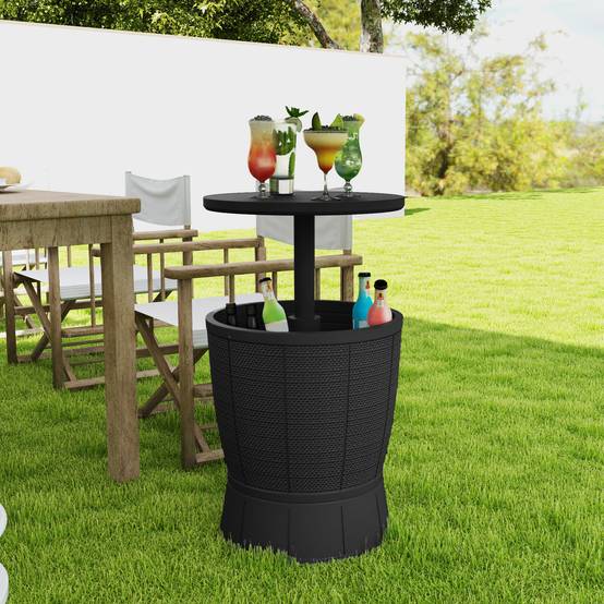 Table d'appoint extérieure plastique noir 49 x 49 x 84 cm - PANGIVO - Image 4
