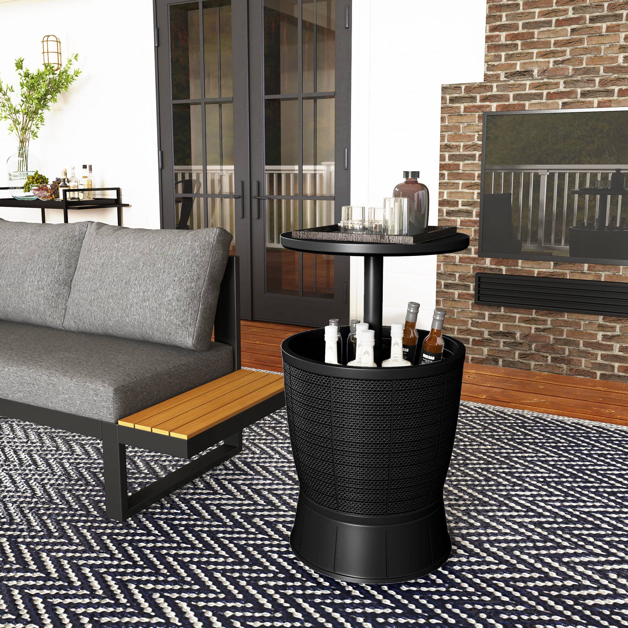 Table d'appoint extérieure plastique noir 49 x 49 x 84 cm - PANGIVO - Image 10