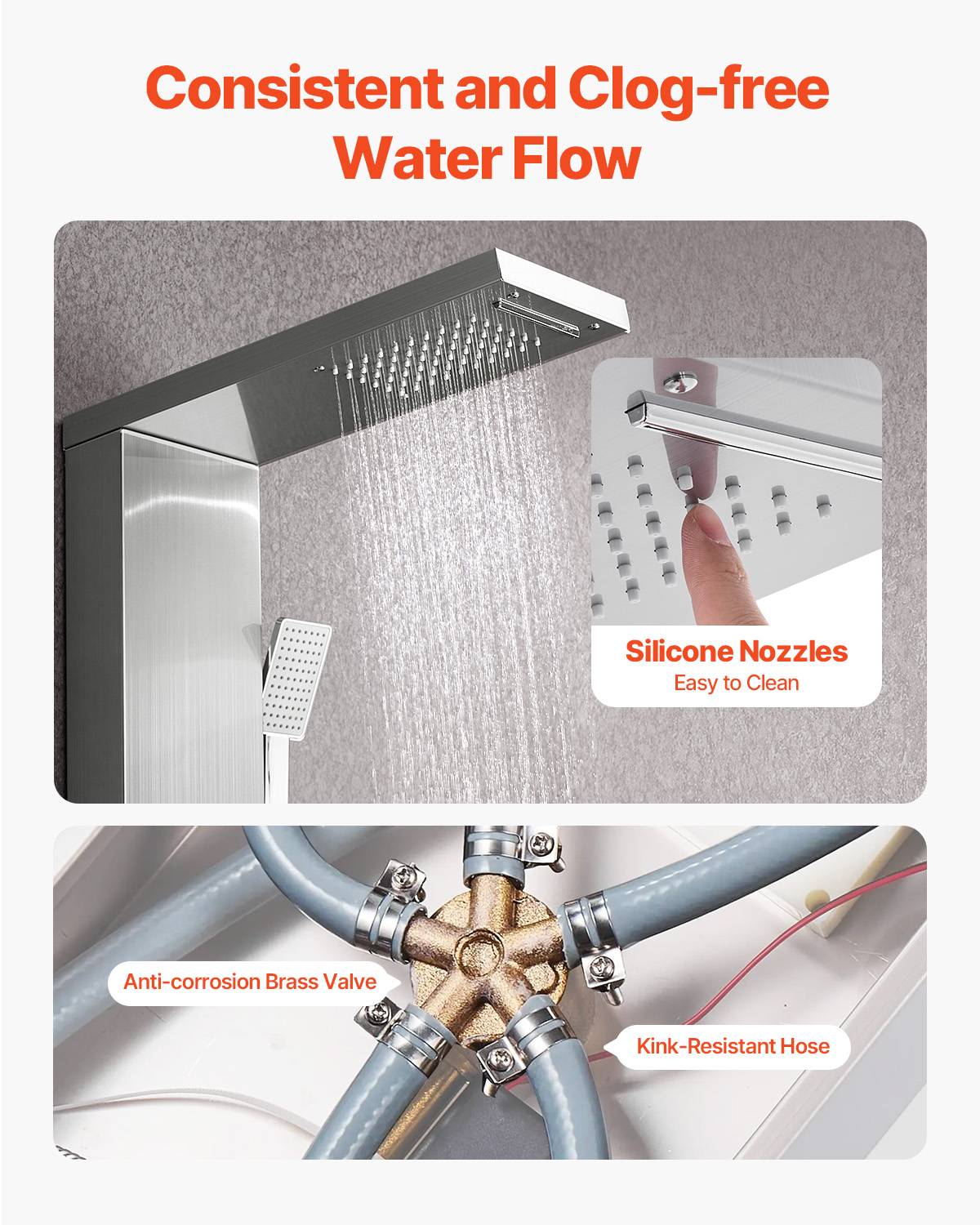 Suguword Colonne de douche Hydromassante en acier inoxydable avec Buses Massants Colonne Douche