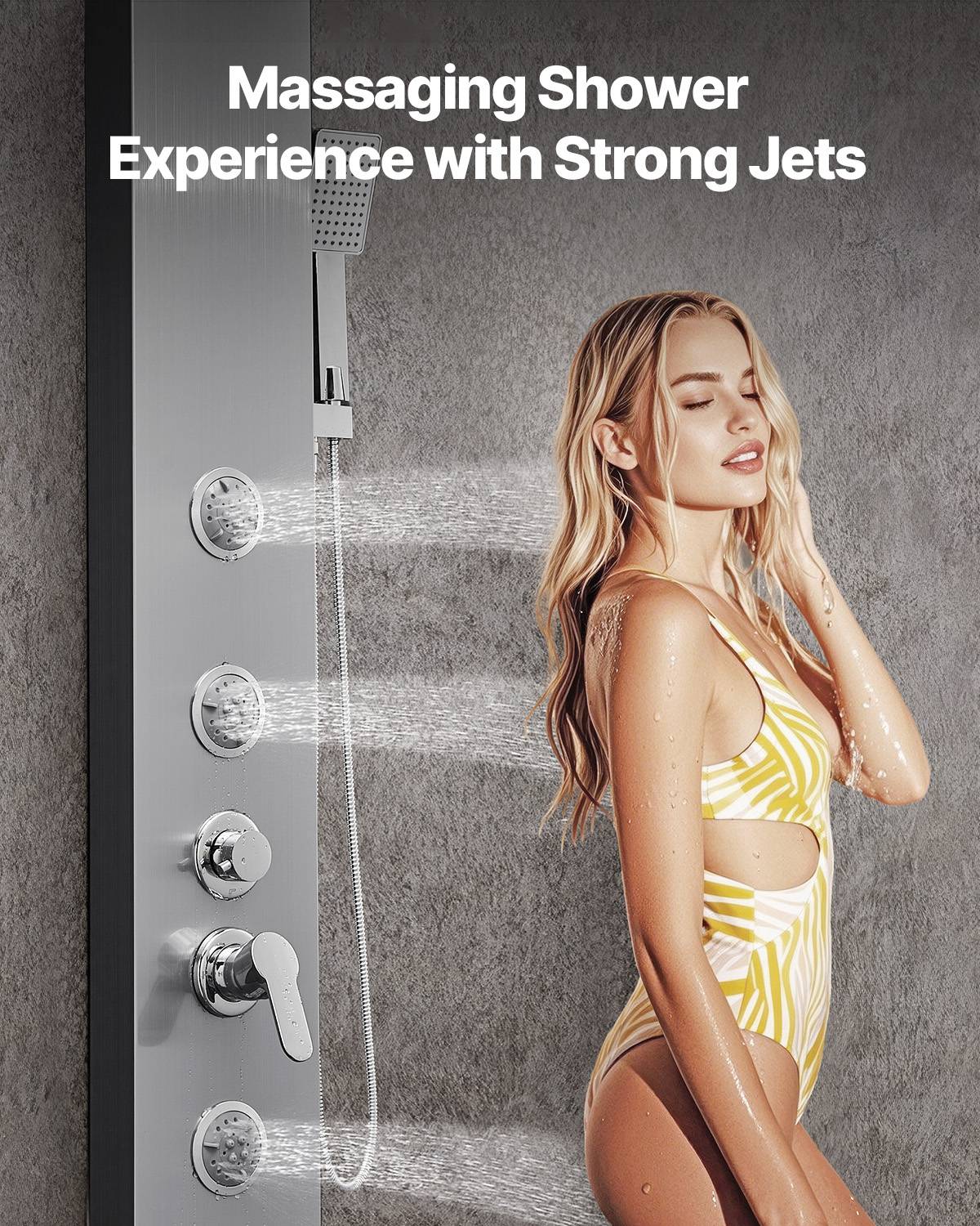Vevor - VEVOR Colonne de douche en acier inox 5 modes avec jet de massage et effet pluie - Image 4