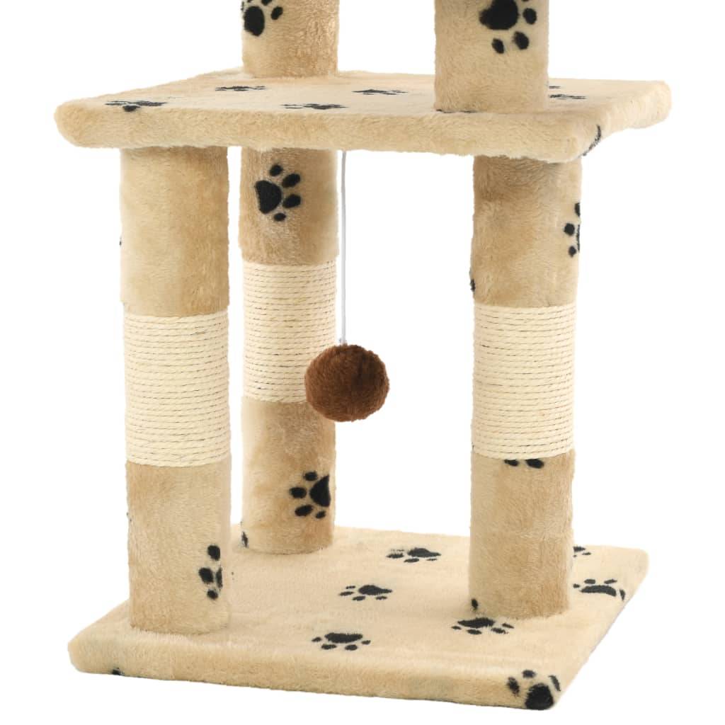 Arbre à chat sisal et peluche beige à motifs 30 x 30 x 65 cm - PANGIVO - Image 5