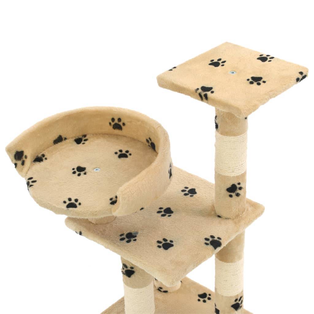 Arbre à chat sisal et peluche beige à motifs 30 x 30 x 65 cm - PANGIVO - Image 4