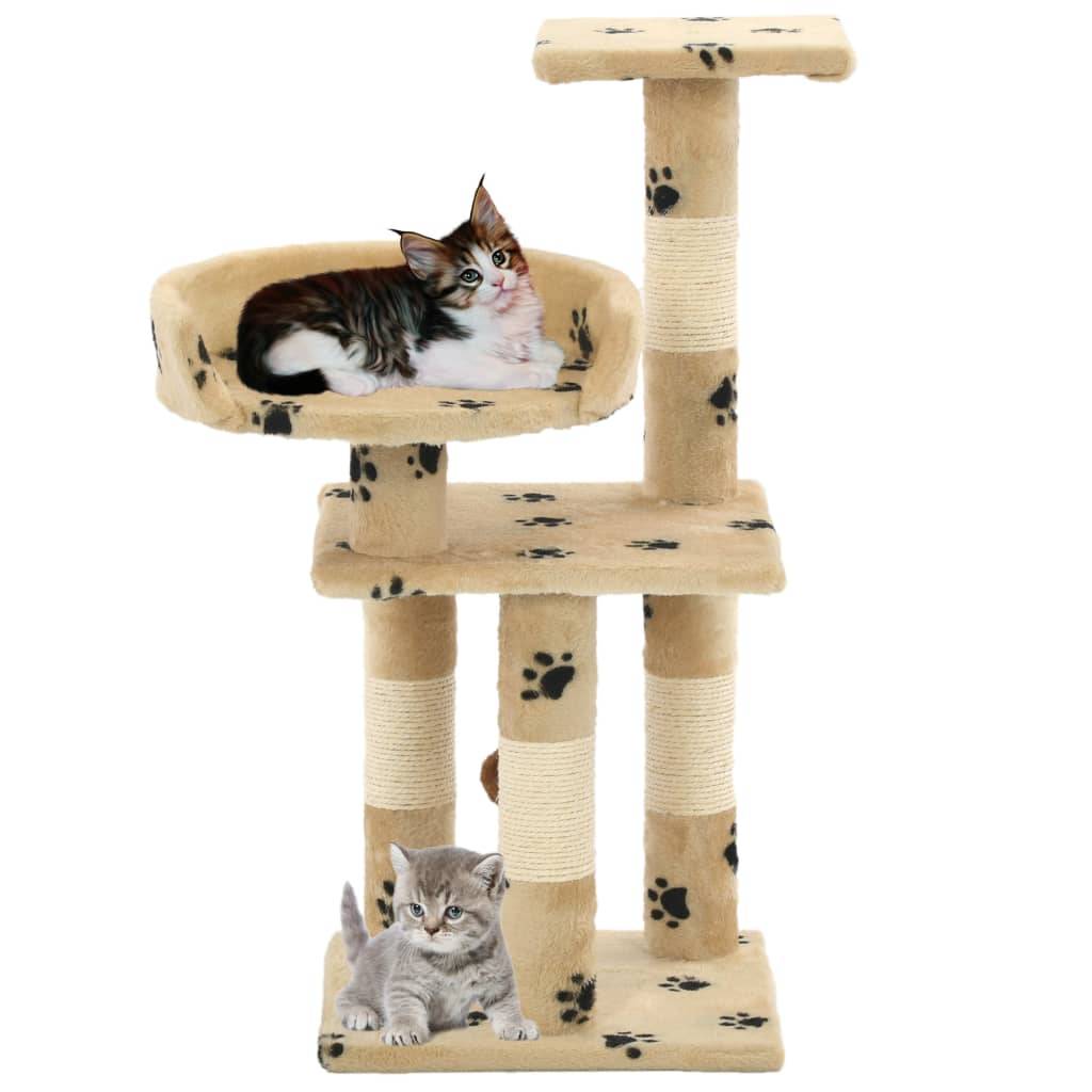 Arbre à chat sisal et peluche beige à motifs 30 x 30 x 65 cm - PANGIVO - Image 2