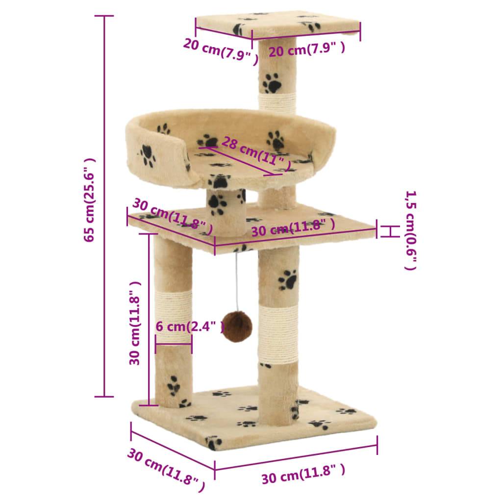 Arbre à chat sisal et peluche beige à motifs 30 x 30 x 65 cm - PANGIVO - Image 6