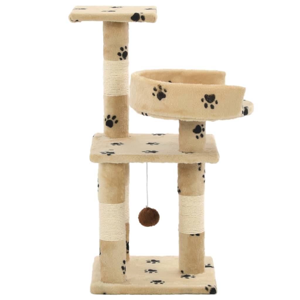 Arbre à chat sisal et peluche beige à motifs 30 x 30 x 65 cm - PANGIVO - Image 3