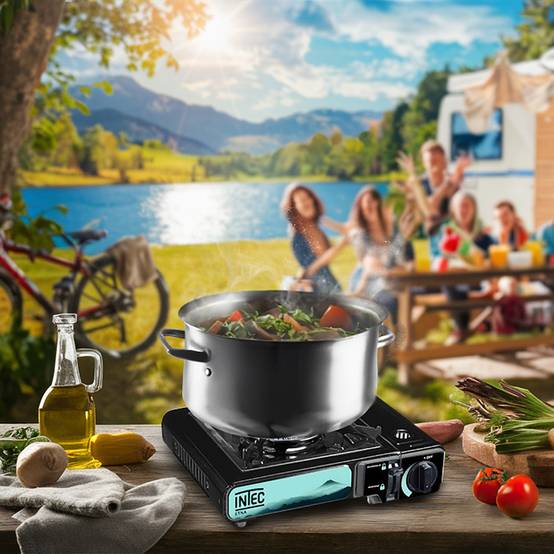 Réchaud gaz Portable 2200W + 12 Cartouches gaz butane Camping Road trips Piezo Mallette Etna INTEC - Image 5