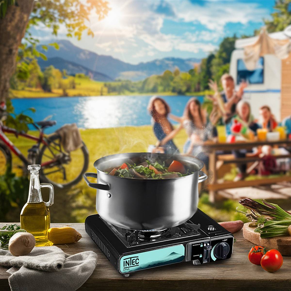 Réchaud gaz Portable 2200W + 12 Cartouches gaz butane Camping Road trips Piezo Mallette Etna INTEC - Image 5