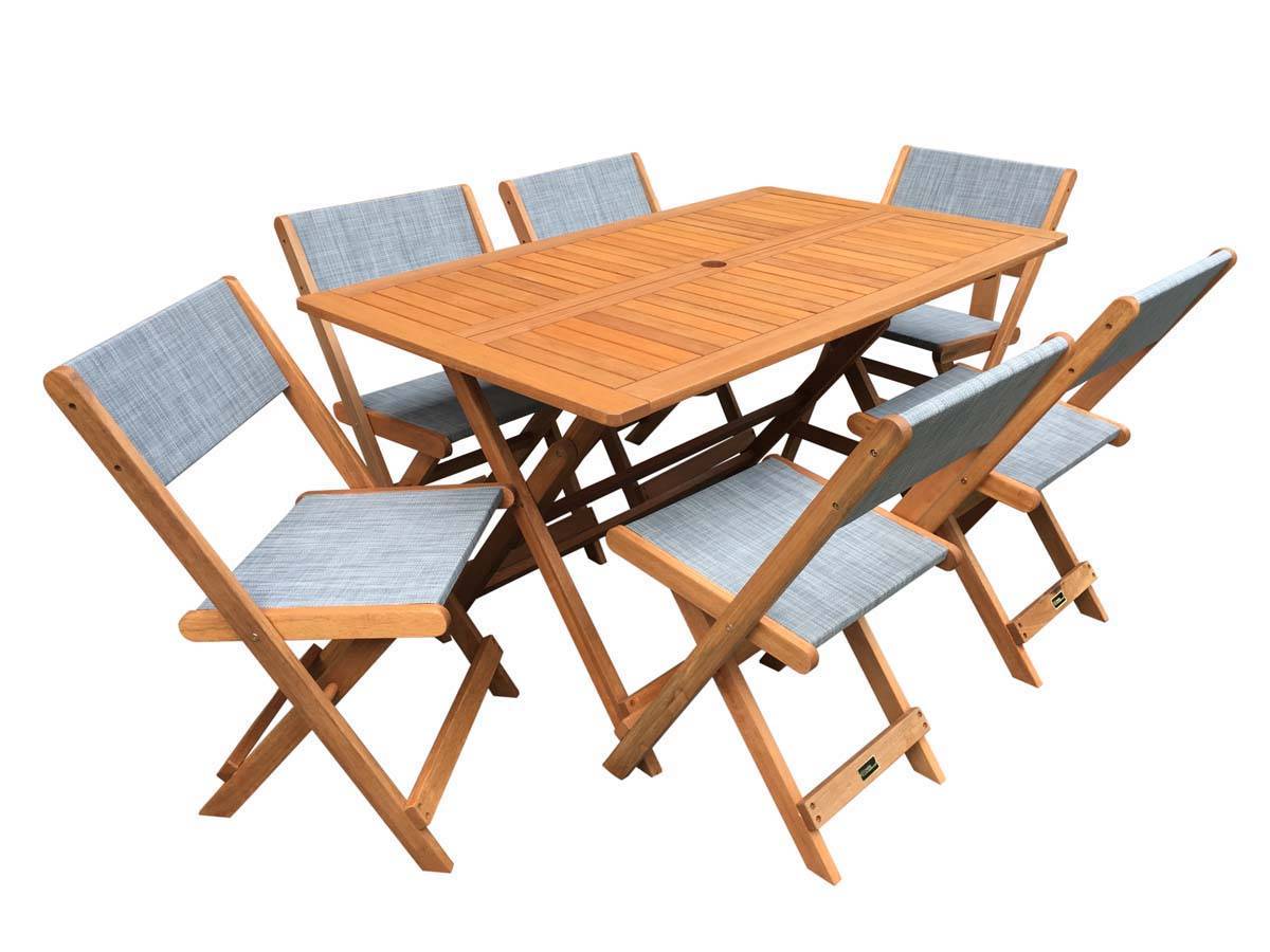 Habitat Et Jardin - Salon De Jardin Repas "séoul" - 1 Table + 6 Chaises - Maple - Gris -habitat Et Jardin - Image 1