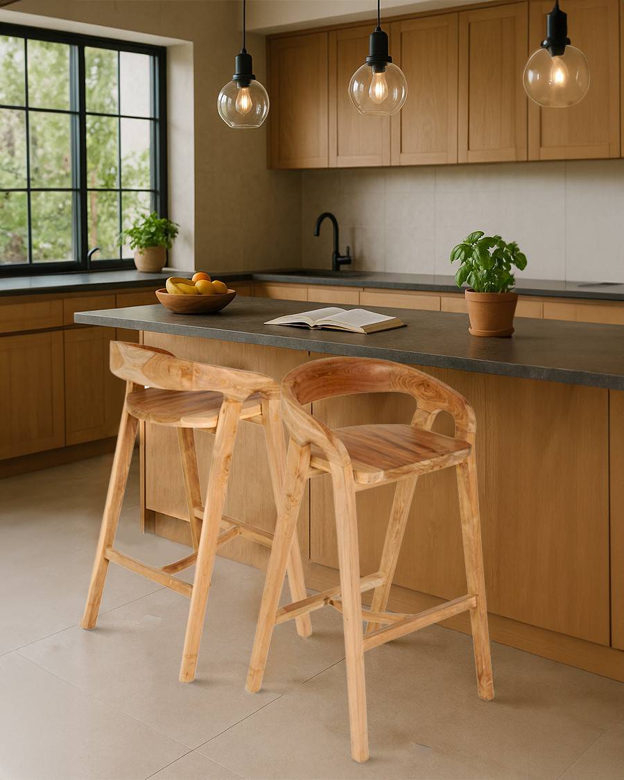 Carisma - Tabouret de bar en teck massif - UNIQKA - Image 2