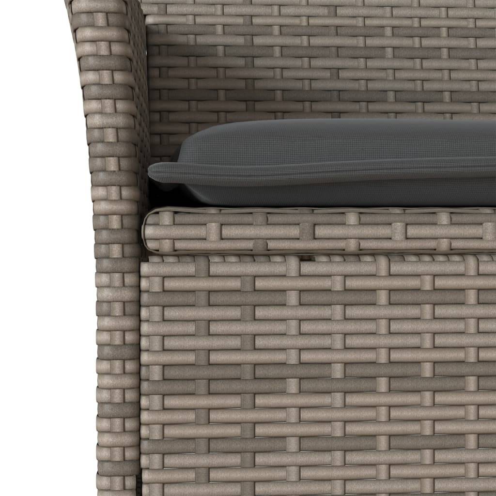 Vidaxl - Ensemble de bistro avec coussins 3 pcs-Salons de jardin gris rotin et acacia - Image 5