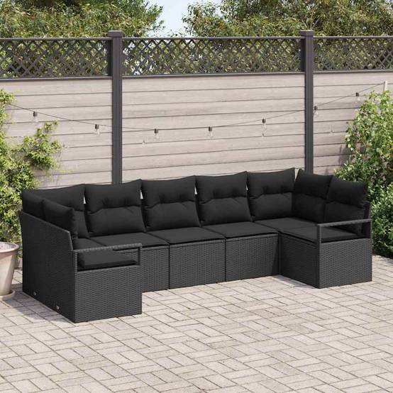 Set Canapés Spacieux 7 Pièces Résine Noire avec Rangements Étanches et Confort – ComfortXL Outdoor Living - Image 1