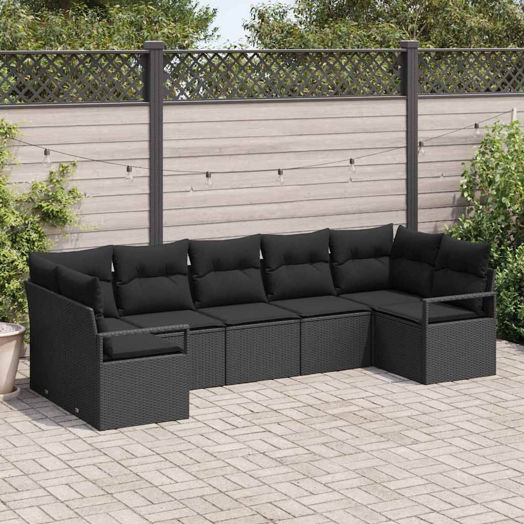Set Canapés Spacieux 7 Pièces Résine Noire avec Rangements Étanches et Confort – ComfortXL Outdoor Living - Image 1