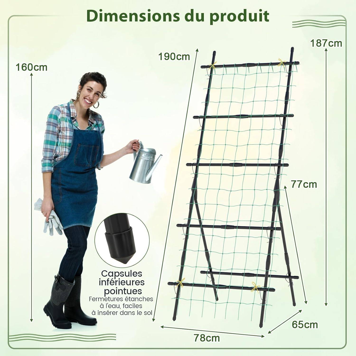 Treillis de Jardin pour Plantes Grimpantes à Cadre en ‘A’ avec Filet, Support Vertical - Image 6