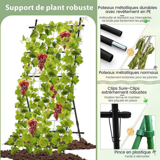 Treillis de Jardin pour Plantes Grimpantes à Cadre en ‘A’ avec Filet, Support Vertical - Image 8