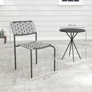 Ensemble Table et Chaise de Jardin avec 1 Table Ronde et 2 Chaises pour balcon Acier Gris - Image 10