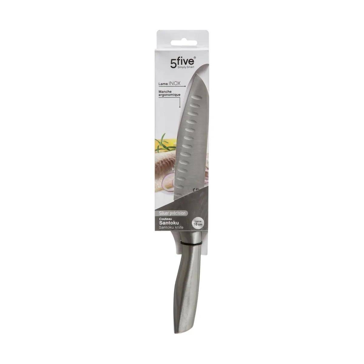Couteau Santoku "Inox Forgé" 31cm Gris - Image 4