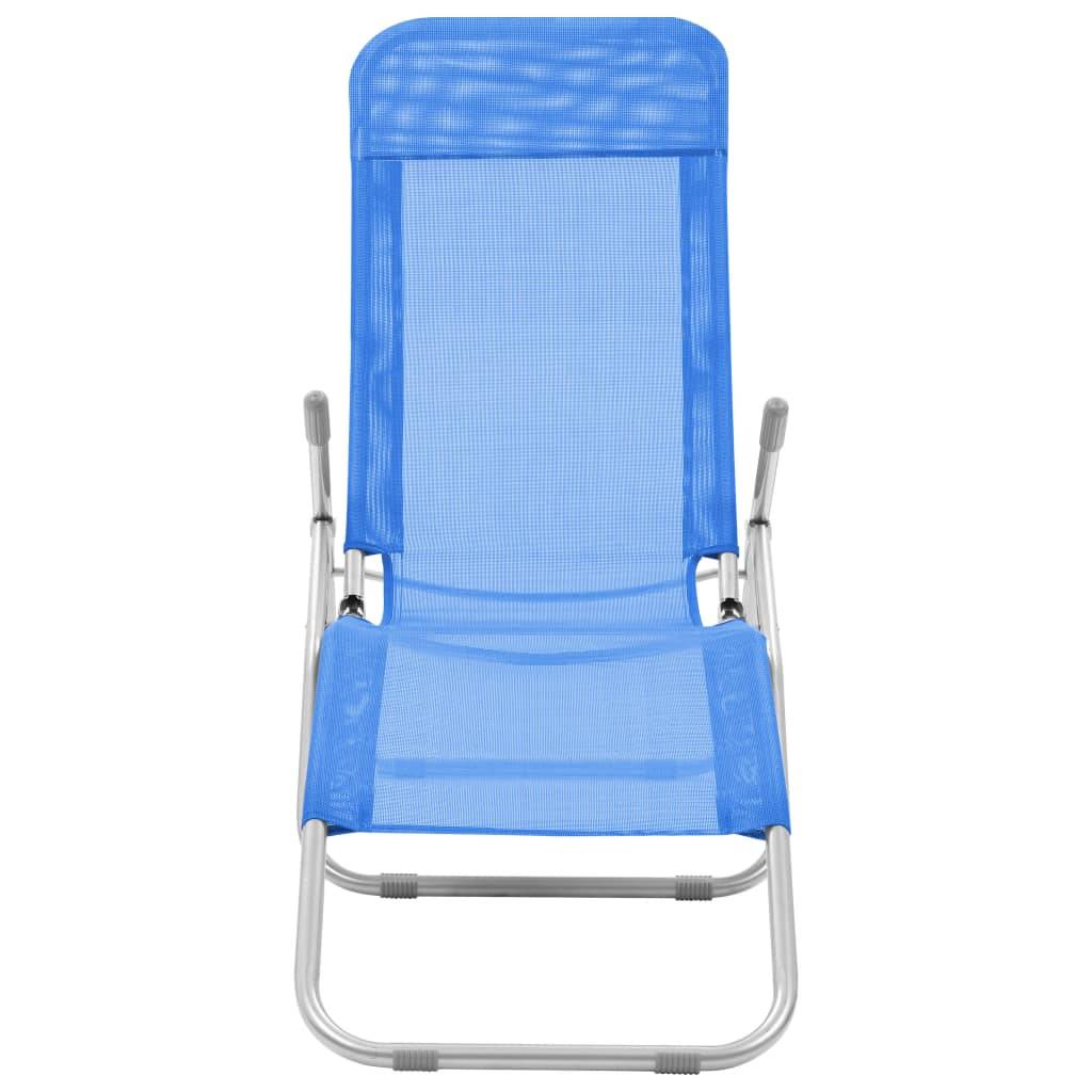 Helloshop26 - Lot de deux chaises longues pliables bleu - Image 3