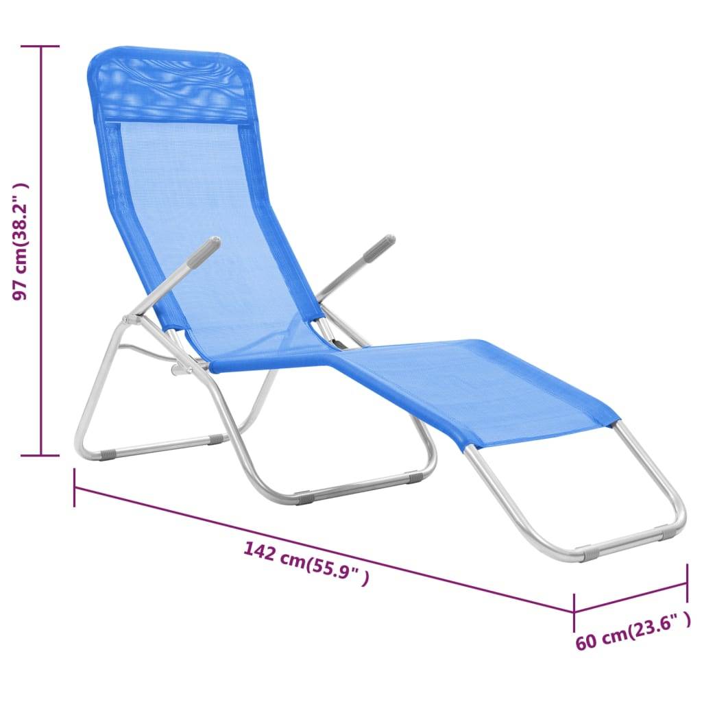 Helloshop26 - Lot de deux chaises longues pliables bleu - Image 8