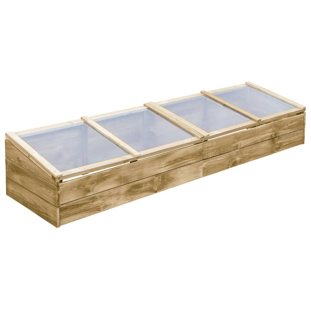Lot 2 Serres Châssis Bois Pin Imprégné Jardin Potager Protection 200x50cm - ComfortXL Outdoor Living - Image 2