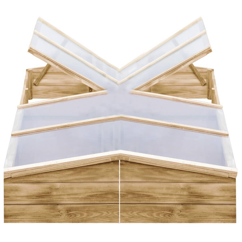 Lot 2 Serres Châssis Bois Pin Imprégné Jardin Potager Protection 200x50cm - ComfortXL Outdoor Living - Image 1
