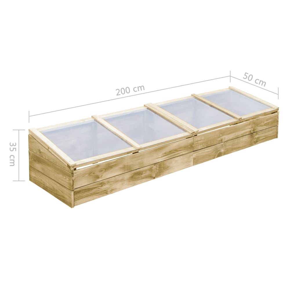 Lot 2 Serres Châssis Bois Pin Imprégné Jardin Potager Protection 200x50cm - ComfortXL Outdoor Living - Image 6