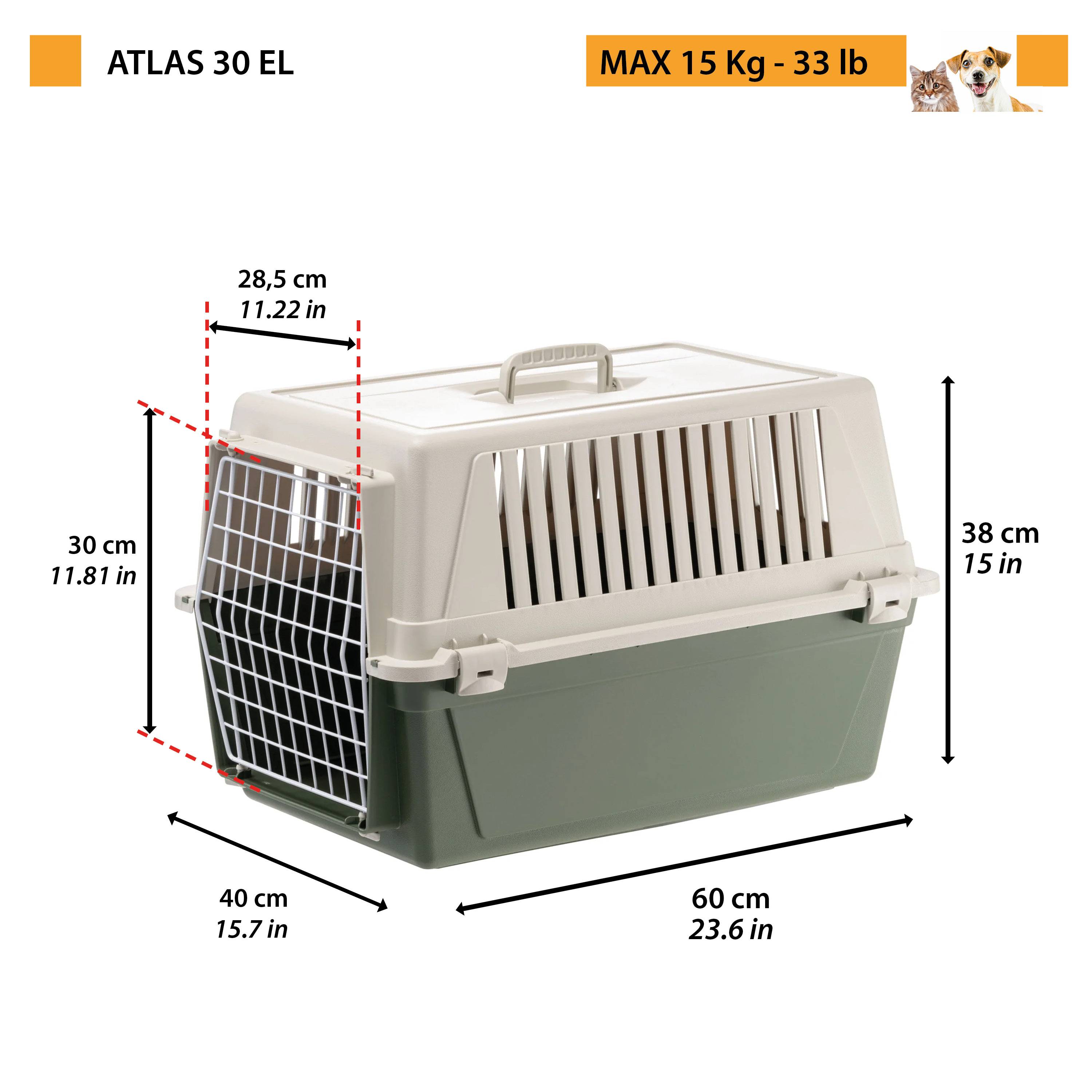 Ferplast - Ferplast Caisse de Transport Chat, Cage de Transport pour Chiens Petits Moyens et Chats jusqu'à 15 Kg, Porte en Fer Plastifié, Fentes d'aération, 40 x - Image 2