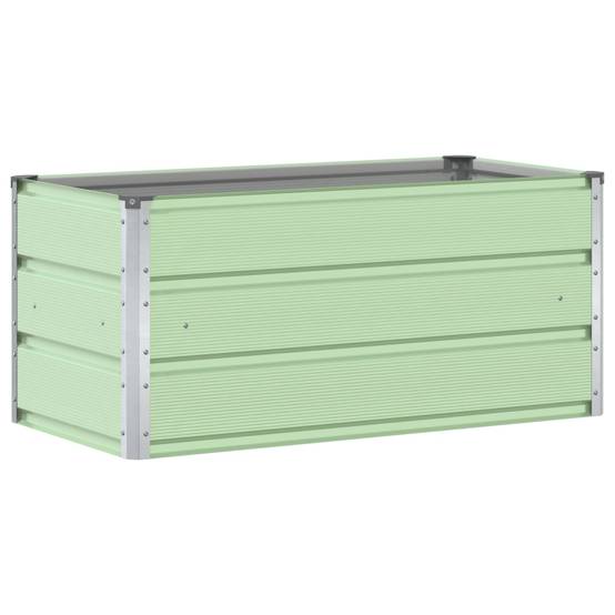 Jardinière moderne 100 x 50 x 45 cm style industriel pour jardin terrasse en acier galvanisé vert pastel - Image 1