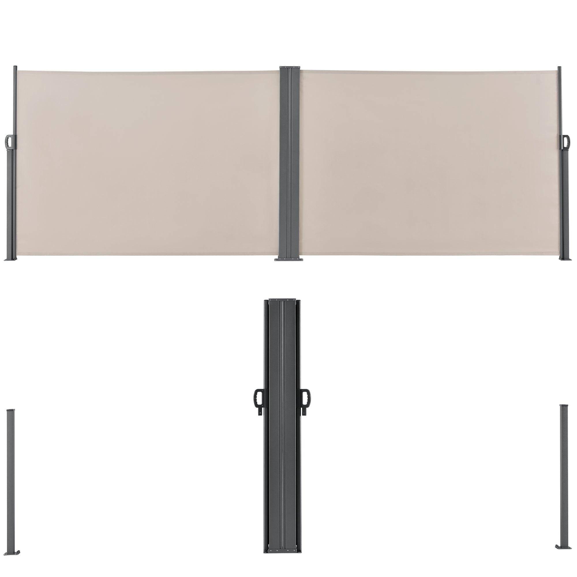 Helloshop26 - Double brise-vue pare-soleil garde-vue métal et polyester 160 x (2 x 300) cm beige - Image 2