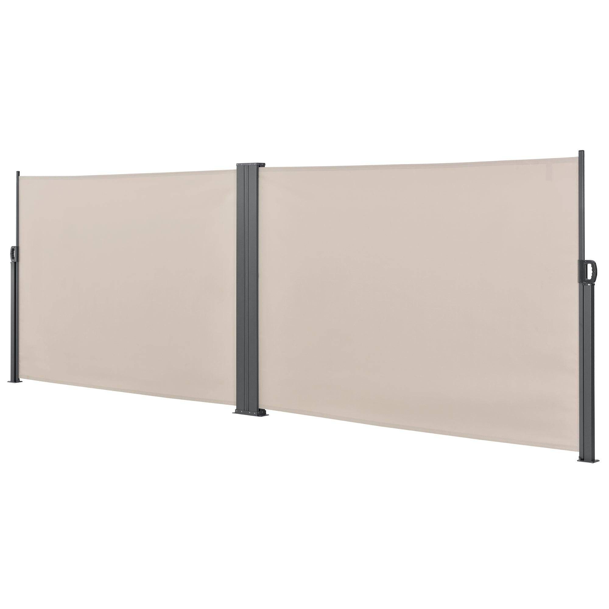Helloshop26 - Double brise-vue pare-soleil garde-vue métal et polyester 160 x (2 x 300) cm beige - Image 1