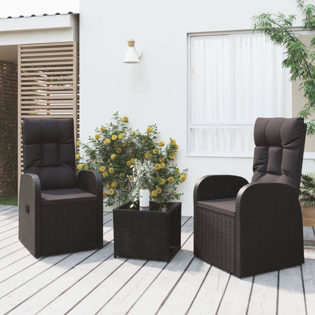 ComfortXL - Salon de Jardin 2 Personnes Résine Tressée Fauteuils Inclinables Table Verre – ComfortXL Outdoor Living - Image 1