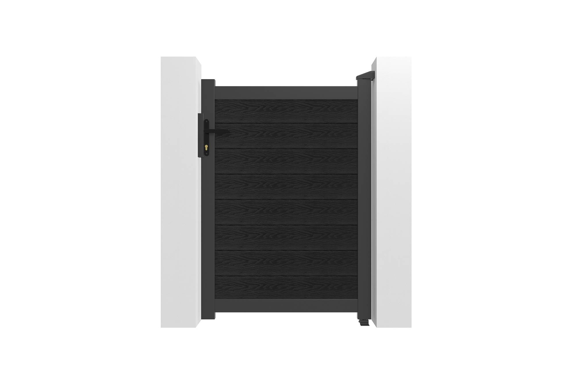 Casanoov Portillon bois composite 1m ATHOS H.140cm gris anthracite avec cadre aluminium + 2 poteaux EIFEL aluminium 20x20cm 160 x 300 cm Anthracite - Image 5